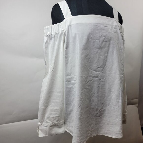 J. Jill White Shirt Collection Off Shoulder Top M Cotton Blend - Picture 2 of 14